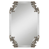Andretta Beveled Mirror in Antiqued Silver