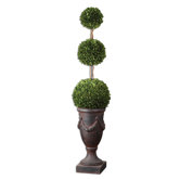 Preserved Boxwood Triple Topiary Planter
