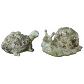 Tortoise and Snail 2-Piece Ceramic Figurine Set
