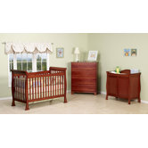 Reagan Three Piece Convertible Crib Nursery Set with Toddler Rail in Cherry