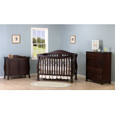 Parker Three Piece Convertible Crib Nursery Set with Toddler Rail in Coffee
