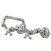 Double Handle Wall Mount Bridge Faucet with Metal Cross Handles