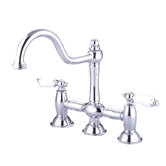 Double Handle Widespread Bridge Faucet with Porcelain Lever Handles