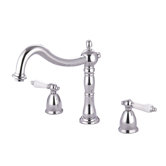 Heritage Double Handle Deck Mount Roman Tub Faucet Trim Porcelain Lever Handle