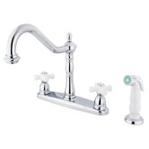 Heritage Double Handle Centerset Kitchen Faucet with Porcelain Cross Handles