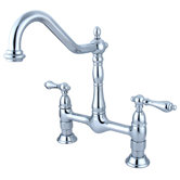 Heritage Deck Mount Two Handle Centerset Bridge Kitchen Faucet with Metal Lever Handles
