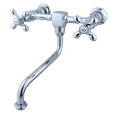 Heritage Wall Mounted Sink Bathroom Faucet with Double Cross Handles