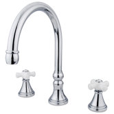 Madison Double Handle Deck Mount Roman Tub Faucet Trim Porcelain Cross Handle