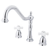 Heritage Double Handle Widespread Kitchen Faucet with Porcelain Cross Handles
