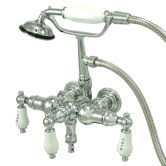 Vintage Three Handle Wall Mount Clawfoot Tub Faucet with Handshower