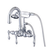 Hot Springs Double Handle Wall Mount Clawfoot Tub Faucet Trim Metal Lever Handle