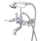 Hot Springs Double Handle Wall Mount Clawfoot Tub Faucet with Hand Shower