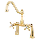 Double Handle Deck Mount Clawfoot Tub Faucet Trim Metal Cross Handle