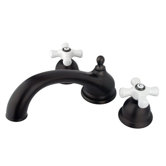 Double Handle Deck Mount Roman Tub Faucet Trim Porcelain Cross Handle