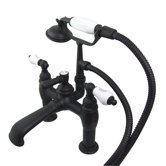 Hot Springs Double Handle Deck Mount Clawfoot Tub Faucet Trim Porcelain Lever Handle
