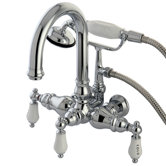 Hot Springs Double Handle Wall Mount Clawfoot Tub Faucet Trim Porcelain Lever Handle