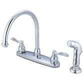 NuWave French Double Handle Centerset C Type Kitchen Faucet with Matching Sprayer