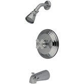 Vintage Thermostatic Pressure Balanced Tub and Shower Faucet with Porcelain Cross Handles