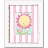Flowers and Bugs SunnyFlower Framed Giclee - Yellow / Pink Fower with Snail Wall Art