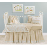 Toile Blue and Brown Toddler Coverlet and Pillow