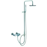 Mp1 Wall Mount Diveter/Thermostatic Tub Shower Faucet with Rain Shower Head and Hand Shower