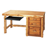 Traditional Cedar Log File Writing Desk with Keyboard Tray
