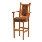 Reclaimed Barnwood Stool with Arms and Upholstered Seat