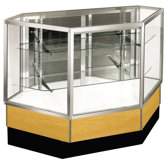 Streamline 38" x 34" Full Vision Inside Corner Showcase with Mirror Back