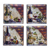 Wine Cellar by Tre Studios Square Dinner Plate (Set of 4)