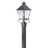 Montgomery  Post Lantern with Clear Seeded Glass and Metal Top