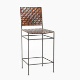 Saddler 26" Iron and Woven Leather Counter Stool