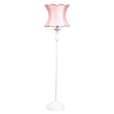 Ridged Floor Lamp with Pink Scallop Hourglass Shade