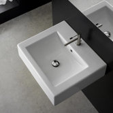 Square 23.6" x 20.1" Above Counter Single Hole Bathroom Sink in White