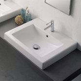 Square Built-In Bathroom Sink in White