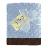 Sky Blue and Brown Baby Boy Minky Dot and Satin Blanket