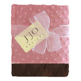 Pink and Brown Baby Girl Minky Dot and Satin Blanket
