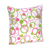 Pink and Green Mod Circles Throw Pillow