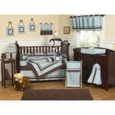 Blue and Chocolate Hotel Baby Crib Bedding Collection