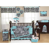 Turquoise Funky Zebra Crib Bedding Collection