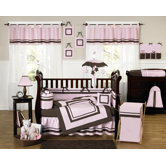 Hotel Pink and Brown Collection 9pc Crib Bedding Set