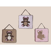 Teddy Bear Pink Collection Wall Hangings