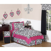 Isabella Hot Pink, Black and White Collection 4pc Twin Bedding Set