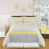 Yellow and Gray Zig Zag Bedding Collection