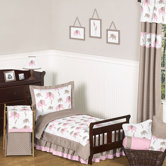 Pink and Taupe Mod Elephant Toddler Bedding Collection