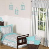 Zig Zag Turquoise and Gray Window Treatment Collection