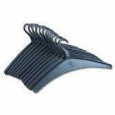 Heavy-Duty One-Piece Molded Plastic Hangers, 16-3/4", Black, 12 per Pack