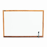Standard Dry-Erase Board, Melamine, 36 x 24, White, Oak Finish Wood Frame
