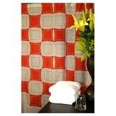 Monogram Shower Curtain in Coral and White