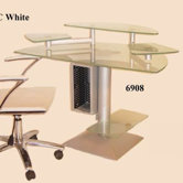 Frosted Glass Computer Desk with Swivel Arms