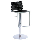 Adjustable Height Swivel Stool in Black Rgn. Leather